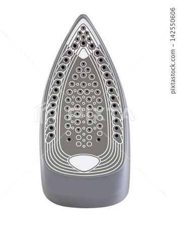 Steam iron soleplate close up with many holes Steam iron soleplate close up with many holes 142550606