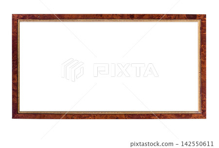 Wooden picture frame with gold trim border Wooden picture frame with gold trim border 142550611