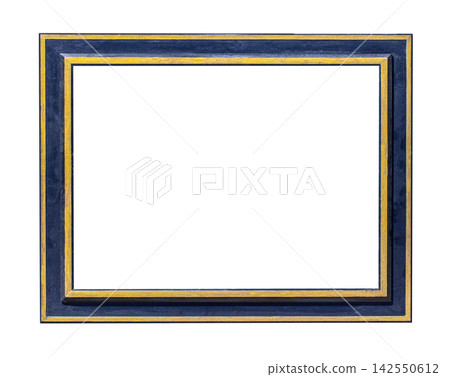 Ornate blue and gold empty picture frame border Ornate blue and gold empty picture frame border 142550612