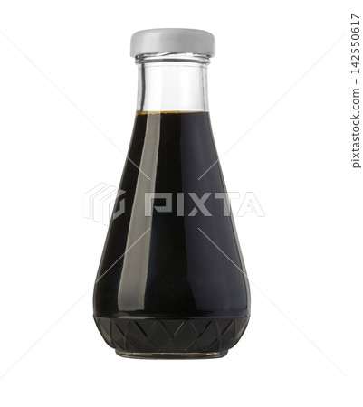 Soy sauce bottle with condiment on transparent background Soy sauce bottle with condiment on transparent background 142550617