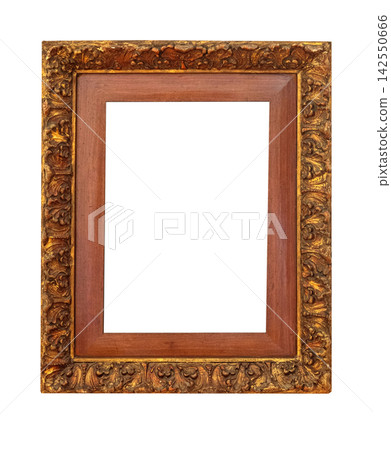 Antique ornate gilded wood picture frame with empty space Antique ornate gilded wood picture frame with empty space 142550666