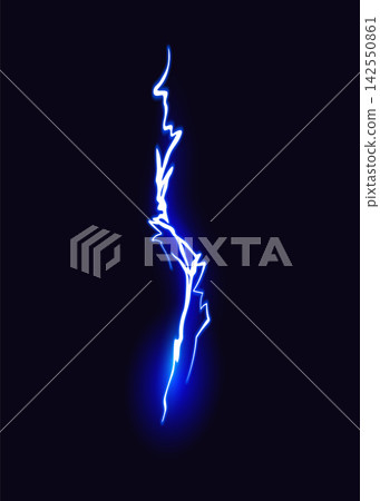 Lightning animation with sparks. Electricity thunderbolt danger, light electric powerful thunder. Bright energy effect, vector illustration 142550861