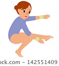 Illustrations of female athletes competing in sports competitions and gymnasts performing floor exercises. 142551409
