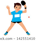 Illustration of a female athlete competing in a sports tournament - Table tennis player in play 01 142551410