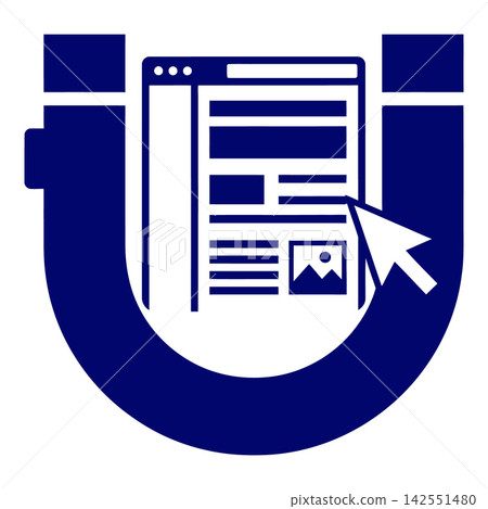 Blue browser icon with cursor clicking Blue browser icon with cursor clicking 142551480