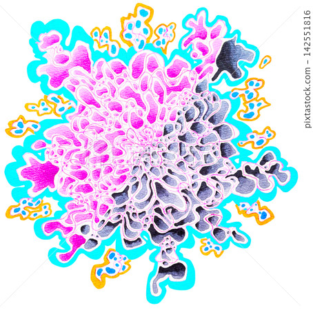 Abstract representation of flowers evoking the scents of water and smoke. Abstract representation of flowers evoking the scents of water and smoke. 142551816