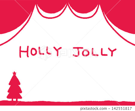 The words "HOLLY JOLLY" and a hand-drawn illustration of a Christmas tree. The words "HOLLY JOLLY" and a hand-drawn illustration of a Christmas tree. 142551817