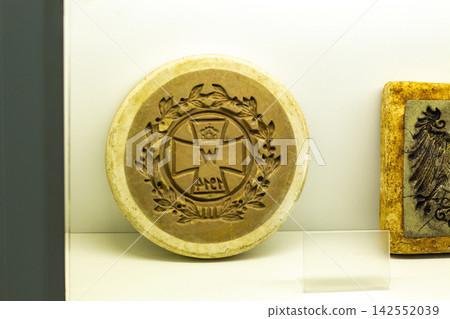 Antique marzipan mold used for shaping candies from marzipan dough 142552039