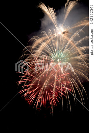 五彩繽紛的煙火在夜空中綻放 五彩繽紛的煙火在夜空中綻放 142552542