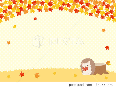 Autumn foliage, books, and a hedgehog: Autumn background material Autumn foliage, books, and a hedgehog: Autumn background material 142552870