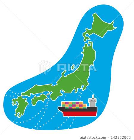 Japanese archipelago and tanker ships Japanese archipelago and tanker ships 142552963