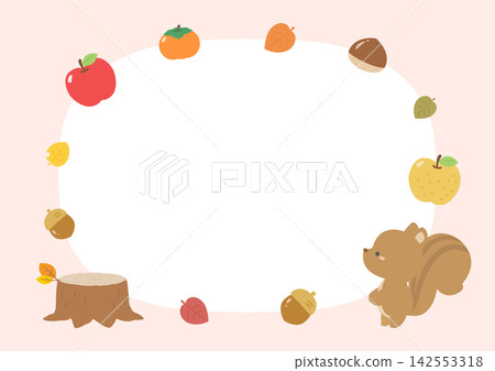 Autumn flavors and a frame of leaves and squirrels Autumn flavors and a frame of leaves and squirrels 142553318