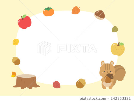 A stylish frame featuring autumn flavors, colorful leaves, and a squirrel. A stylish frame featuring autumn flavors, colorful leaves, and a squirrel. 142553321