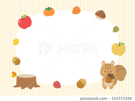 Cute autumn frame, autumn flavors and squirrels Cute autumn frame, autumn flavors and squirrels 142553389