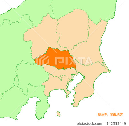 Saitama Prefecture, No prefecture name, Solid orange, Kanto region 142553449