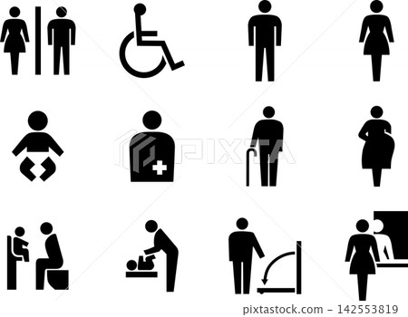 Toilet pictogram set (single color version) 142553819