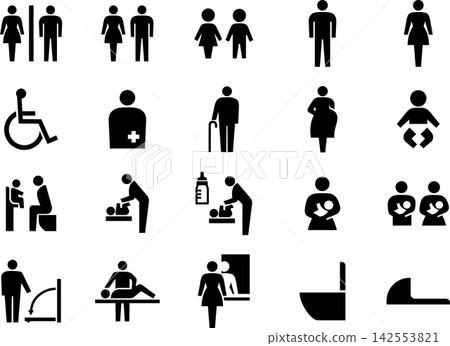 Toilet pictogram set (single color version) Toilet pictogram set (single color version) 142553821