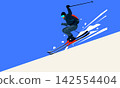 Extreme skier jumping in air vector illustration 142554404