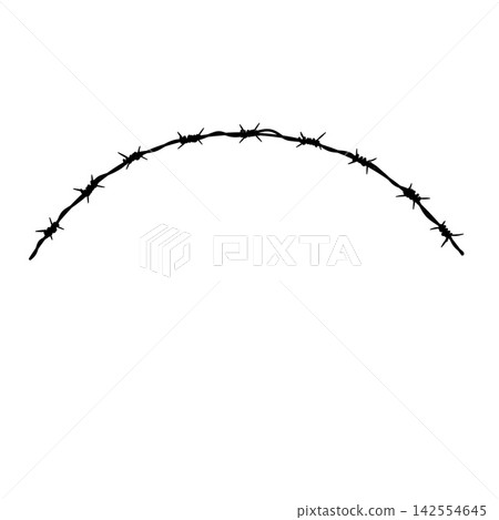 Barbed wire curve arch, black line art thorn fence bend, simple border icon. Vintage sketch wire arc isolated, danger warning mark. Barbed wire curve arch Barbed wire curve arch, black line art thorn fence bend, simple border icon. Vintage sketch wire arc isolated, danger warning mark. Barbed wire curve arch 142554645