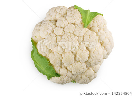 Fresh cauliflower isolated on white background. Top view. Flat lay 142554804