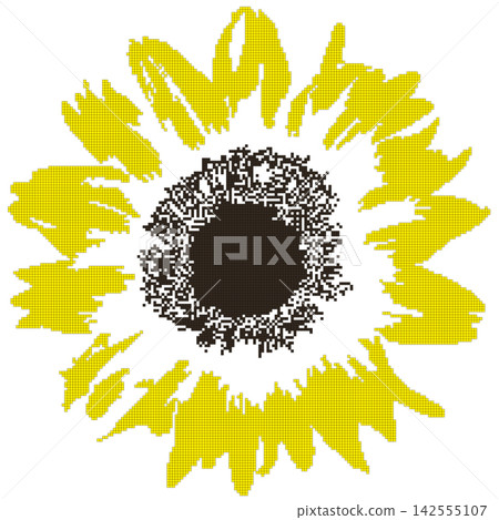 Yellow sunflower stitch cross patterns isolated on white background. Embroidery style bright stylised flower, vector eps 10 Yellow sunflower stitch cross patterns isolated on white background. Embroidery style bright stylised flower, vector eps 10 142555107