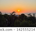 Golden hour ocean sunset view from a beach resort villa 142555214