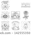 Cute cartoon turkey bird wearing pilgrim hat surrounded by autumn leaves for thanksgiving coloring book page 142555350
