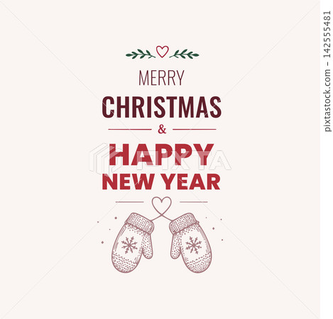 Merry Christmas and Happy New Year with Winter Mittens Merry Christmas and Happy New Year with Winter Mittens 142555481