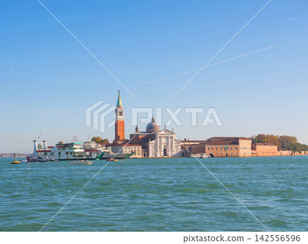 Landscape with Rialto Bridge and gondola Grand Canal in Venice, Italy, Europe. Landscape with Rialto Bridge and gondola Grand Canal in Venice, Italy, Europe. 142556596