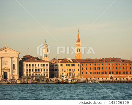 Landscape with Rialto Bridge and gondola Grand Canal in Venice, Italy, Europe. Landscape with Rialto Bridge and gondola Grand Canal in Venice, Italy, Europe. 142556599