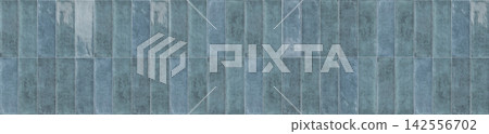 Seamless panoramic texture of elegant blue vertical rectangular ceramic tiles for modern walls Seamless panoramic texture of elegant blue vertical rectangular ceramic tiles for modern walls 142556702