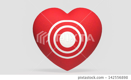 Red Heart with White Bullseye Symbol for Love and Relationship Goals 3d render. Red Heart with White Bullseye Symbol for Love and Relationship Goals 3d render. 142556898