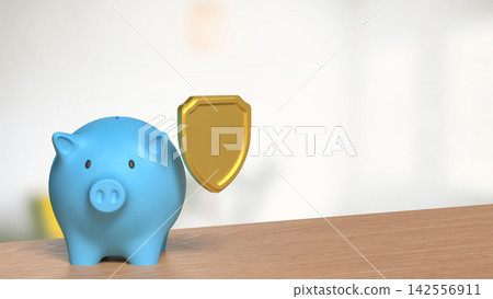 Secure Piggy Bank Savings Protection Concept 3d render. Secure Piggy Bank Savings Protection Concept 3d render. 142556911
