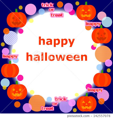 Happy Halloween frame, jack-o'-lantern, pumpkin 142557078