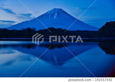 Lake Shoji at dawn / Snow-capped Mount Fuji and the calm surface of the lake Lake Shoji at dawn / Snow-capped Mount Fuji and the calm surface of the lake 142557542