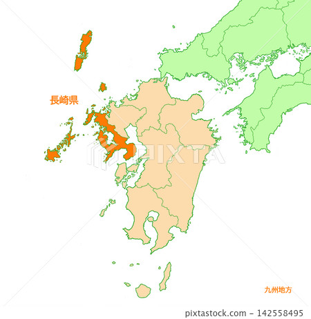 長崎縣,長崎,包含縣名,純橙色 長崎縣,長崎,包含縣名,純橙色 142558495