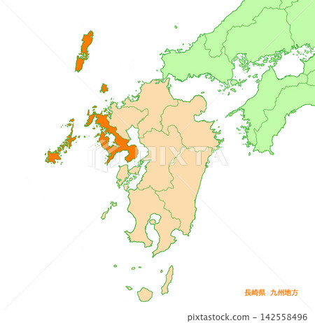 Nagasaki Prefecture, Nagasaki, No prefecture name, Solid orange Nagasaki Prefecture, Nagasaki, No prefecture name, Solid orange 142558496