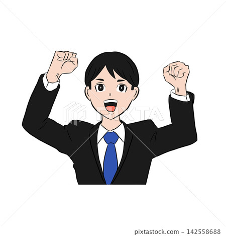 一個穿著西裝的男人看起來很開心 一個穿著西裝的男人看起來很開心 142558688