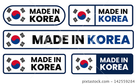 Made in korea labels with national flag isolated on white background Made in korea labels with national flag isolated on white background 142559284