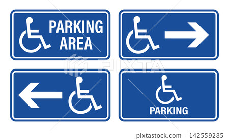Disabled parking area signs isolated on white background Disabled parking area signs isolated on white background 142559285