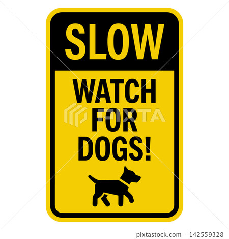 Slow watch for dogs sign isolated on white background Slow watch for dogs sign isolated on white background 142559328