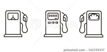 Set of gas station icons, outline style, isolated on white background Set of gas station icons, outline style, isolated on white background 142559337