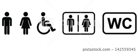 Restroom and toilet sign vector set isolated on white background Restroom and toilet sign vector set isolated on white background 142559345