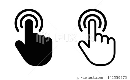 Touch screen gesture hand icons with clicking fingers isolated on white background Touch screen gesture hand icons with clicking fingers isolated on white background 142559373