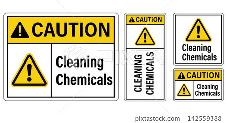Caution cleaning chemicals sign collection isolated on white background Caution cleaning chemicals sign collection isolated on white background 142559388