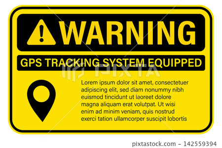 Warning gps tracking system equipped sign isolated on white background Warning gps tracking system equipped sign isolated on white background 142559394