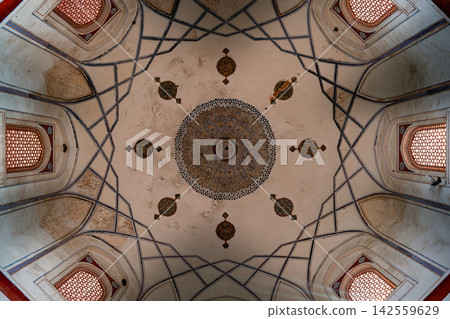 Geometric ceiling decorations of the temple complex Geometric ceiling decorations of the temple complex 142559629