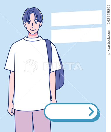 A young man and a colorful, pop background 142559892