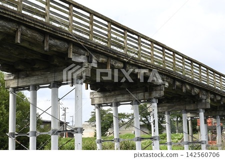 A wooden bridge in Kuji City, Iwate Prefecture: Shinmachi Bridge (records before demolition) A wooden bridge in Kuji City, Iwate Prefecture: Shinmachi Bridge (records before demolition) 142560706