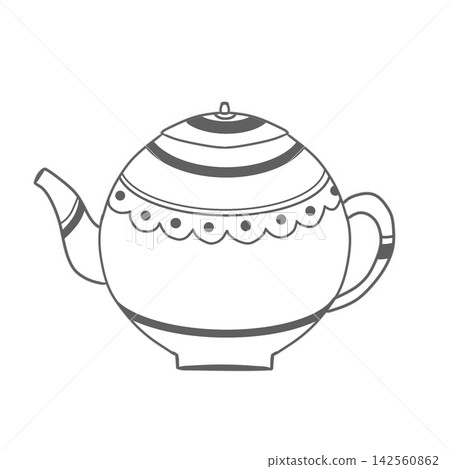 一款別緻的茶壺插圖,帶有扇貝圖案(灰色) 一款別緻的茶壺插圖,帶有扇貝圖案(灰色) 142560862